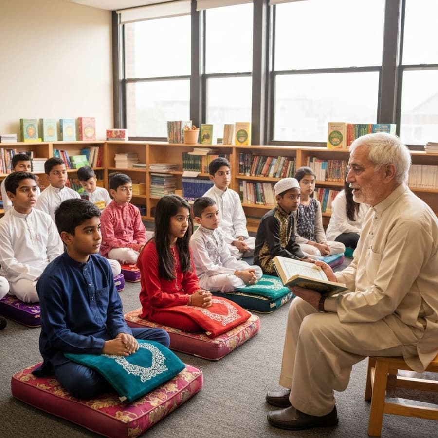 Students studying the Quran together